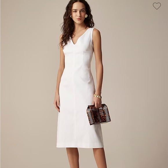 J crew white Corset midi dress in stretch twill - Picture 1 of 6